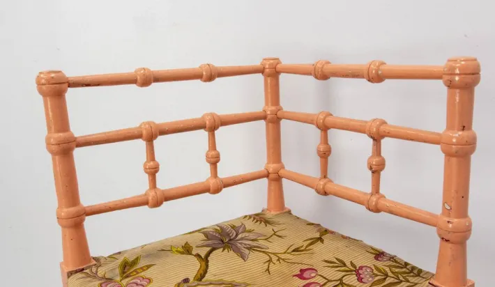 Pamono Turned Corner Chair for Child in Painted Wood & Fabric, 19th Century Outlet