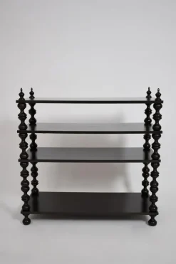 Pamono Turned Ebonised Wood Bookshelf, 1950s Outlet
