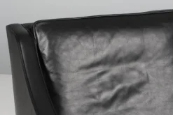 Pamono Two-Seat Sofa in Black Leather by Børge Mogensen for Fredericia Hot