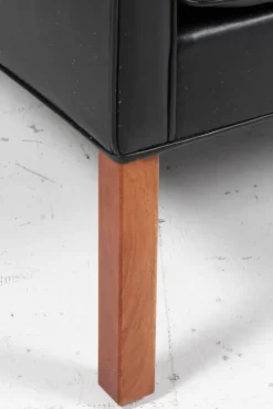 Pamono Two-Seat Sofa in Black Leather by Børge Mogensen for Fredericia Hot