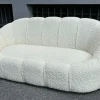 Pamono Two-Seater Sofa with Rounded Design in White Bouclé Fabric, 2000s Discount