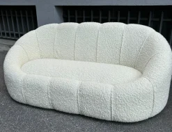 Pamono Two-Seater Sofa with Rounded Design in White Bouclé Fabric, 2000s Discount