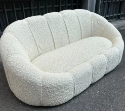 Pamono Two-Seater Sofa with Rounded Design in White Bouclé Fabric, 2000s Discount