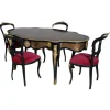Pamono Venetian Country Villa Baroque Boulle Dining Table and Chairs, France, 1880s, Set of 5