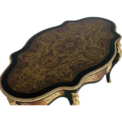 Pamono Venetian Country Villa Baroque Boulle Dining Table and Chairs, France, 1880s, Set of 5