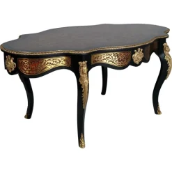 Pamono Venetian Country Villa Baroque Boulle Dining Table and Chairs, France, 1880s, Set of 5