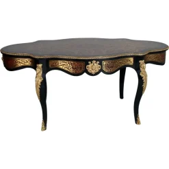 Pamono Venetian Country Villa Baroque Boulle Dining Table and Chairs, France, 1880s, Set of 5