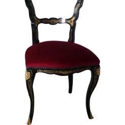 Pamono Venetian Country Villa Baroque Boulle Dining Table and Chairs, France, 1880s, Set of 5