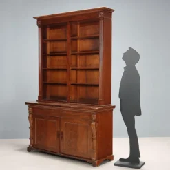 Pamono Victorian Bookcase Mahogany with Carvings, Italy, 19th Century Best