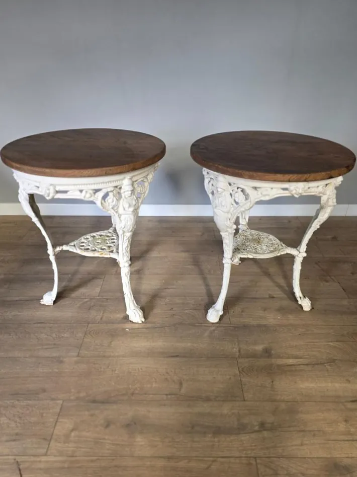 Pamono Victorian Britannia Pub Tables in Cast Iron with Oak Tops, Set of 2 Discount
