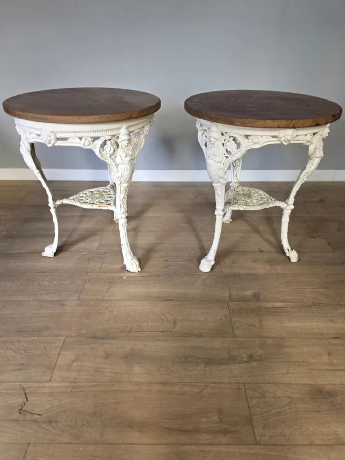Pamono Victorian Britannia Pub Tables in Cast Iron with Oak Tops, Set of 2 Discount