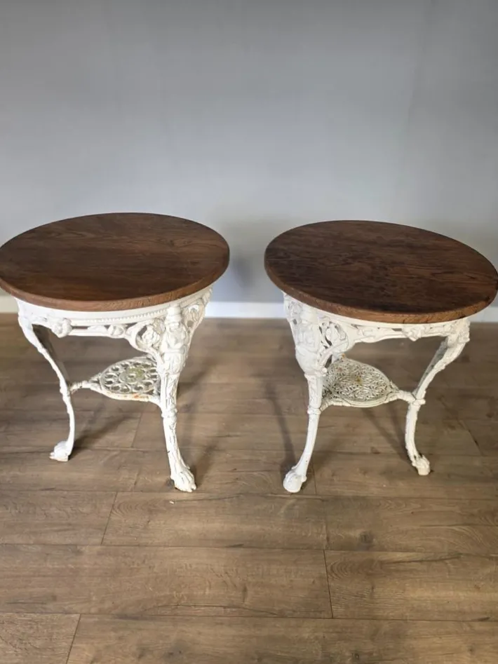 Pamono Victorian Britannia Pub Tables in Cast Iron with Oak Tops, Set of 2 Discount