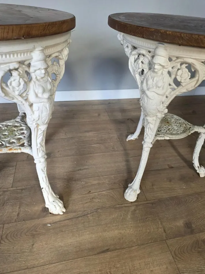 Pamono Victorian Britannia Pub Tables in Cast Iron with Oak Tops, Set of 2 Discount