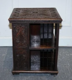 Pamono Victorian English Oak Carved Revolving Bookcase Clearance