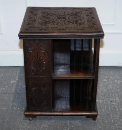 Pamono Victorian English Oak Carved Revolving Bookcase Clearance