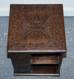 Pamono Victorian English Oak Carved Revolving Bookcase Clearance