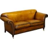 Pamono Victorian Hand Dyed Tan Brown Leather Sofa Hot