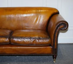 Pamono Victorian Hand Dyed Tan Brown Leather Sofa Hot