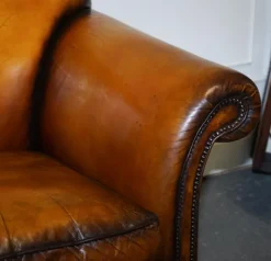 Pamono Victorian Hand Dyed Tan Brown Leather Sofa Hot