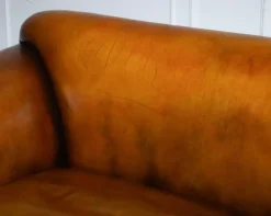 Pamono Victorian Hand Dyed Tan Brown Leather Sofa Hot