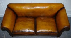 Pamono Victorian Hand Dyed Tan Brown Leather Sofa Hot