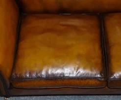 Pamono Victorian Hand Dyed Tan Brown Leather Sofa Hot