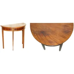 Pamono Victorian Hardwood & Walnut Demi Lune Half Moon One Drawer Console Table by Charles & Ray Eames Clearance