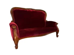 Pamono Victorian Loveseat Miniature in Red Velvet New