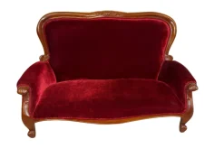 Pamono Victorian Loveseat Miniature in Red Velvet New