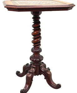 Pamono Victorian Walnut and Specimen Marble Chess Table, 1860 New
