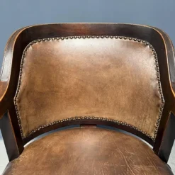 Pamono Vintage American Wood and Leather Desk Chair, 1920s New