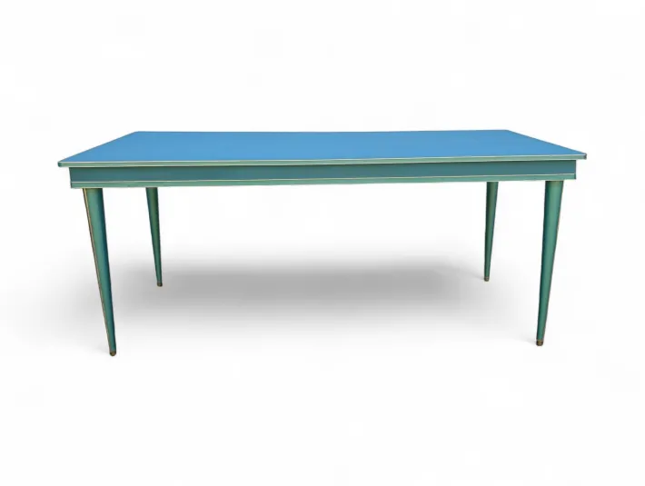 Pamono Vintage Aqua Green Dining Set with Gilt Details by Umberto Mascagni, 1950s, Set of 7 Sale