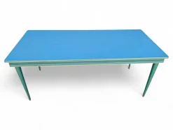 Pamono Vintage Aqua Green Dining Set with Gilt Details by Umberto Mascagni, 1950s, Set of 7 Sale