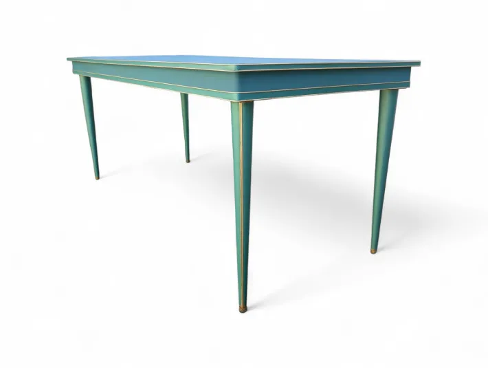 Pamono Vintage Aqua Green Dining Set with Gilt Details by Umberto Mascagni, 1950s, Set of 7 Sale