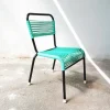 Pamono Vintage Aquamarine Green PVC Laces and Black Tubular Metal Childrens Chair, 1970s