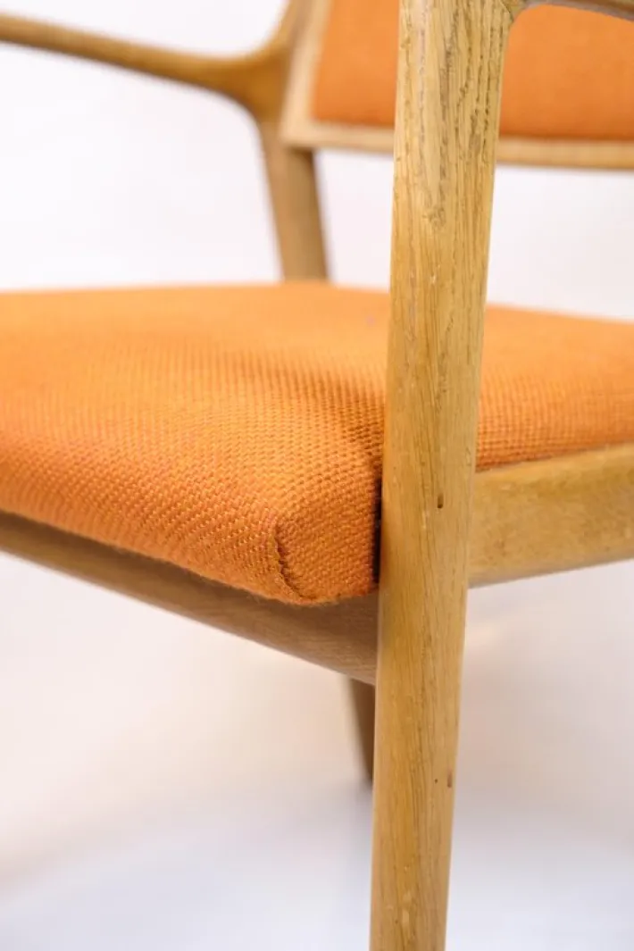 Pamono Vintage Armchair in Oak and Orange Fabric by Karl Erik Ekselius for Joc Vetlanda, 1960s Sale