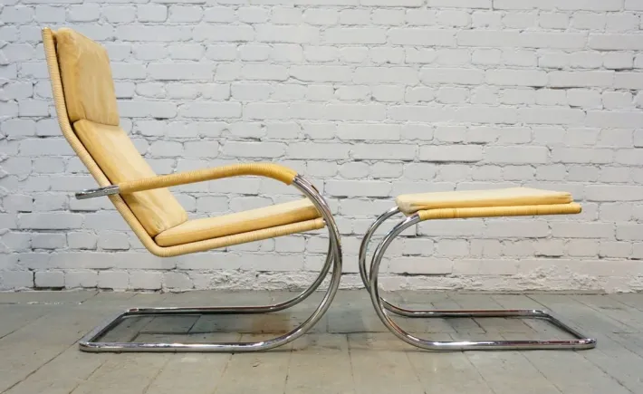 Pamono Vintage Armchair with Footrest Set by A. Lorenz for Tecta, 1987
