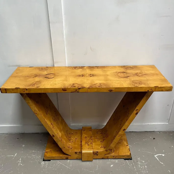 Pamono Vintage Art Deco French Burr Walnut Console Table