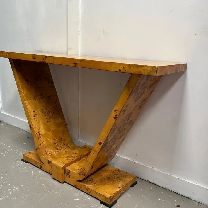 Pamono Vintage Art Deco French Burr Walnut Console Table