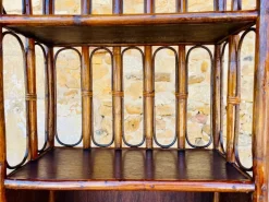 Pamono Vintage Bamboo and Rattan 2-Tier Shelf with Storage, 1960s Clearance