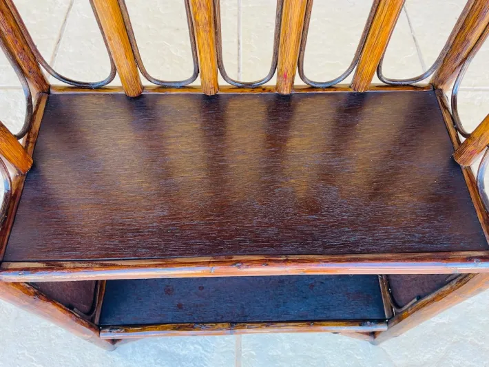 Pamono Vintage Bamboo and Rattan 2-Tier Shelf with Storage, 1960s Clearance