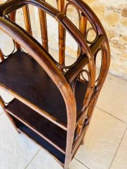 Pamono Vintage Bamboo and Rattan 2-Tier Shelf with Storage, 1960s Clearance