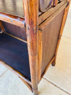 Pamono Vintage Bamboo and Rattan 2-Tier Shelf with Storage, 1960s Clearance