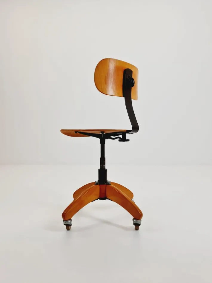 Pamono Vintage Bauhaus Swivel Office Chair in Wood by Böhler, 1940s Discount