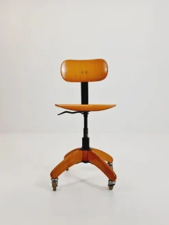 Pamono Vintage Bauhaus Swivel Office Chair in Wood by Böhler, 1940s Discount