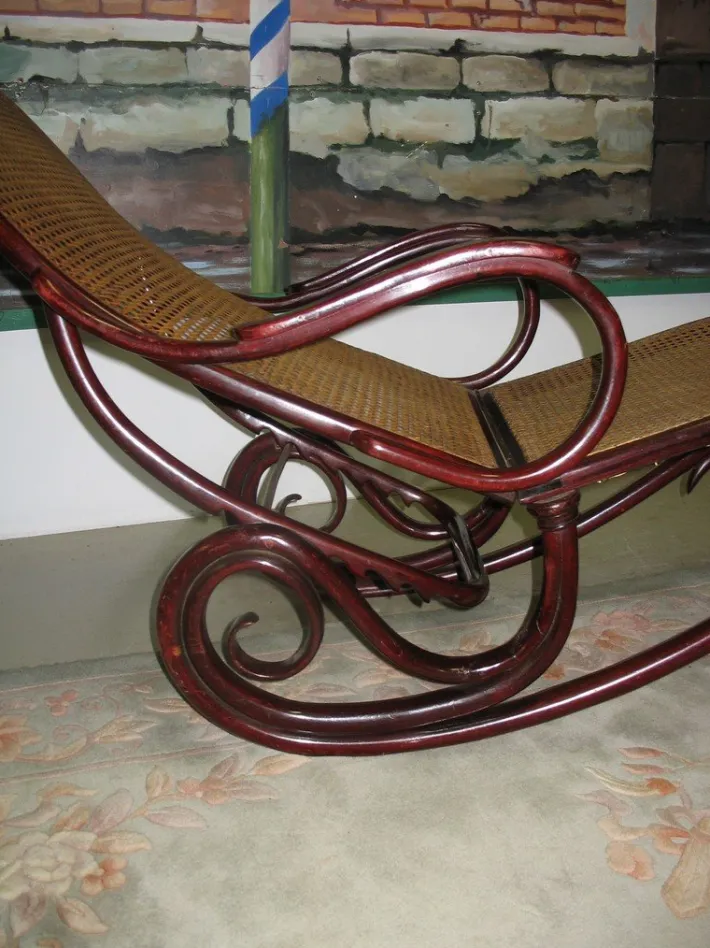Pamono Vintage Beech, Mahogany, and Cane Chaise Lounge from Thonet Sale