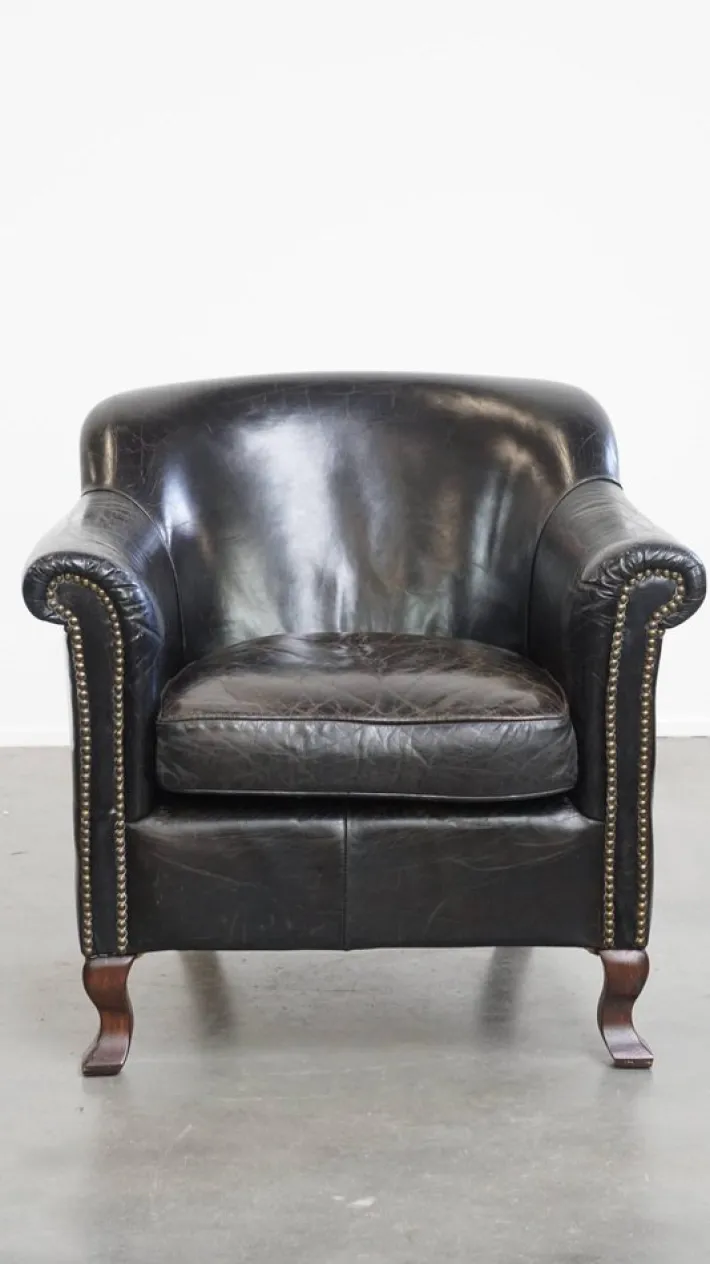 Pamono Vintage Black Cowhide Armchair Best