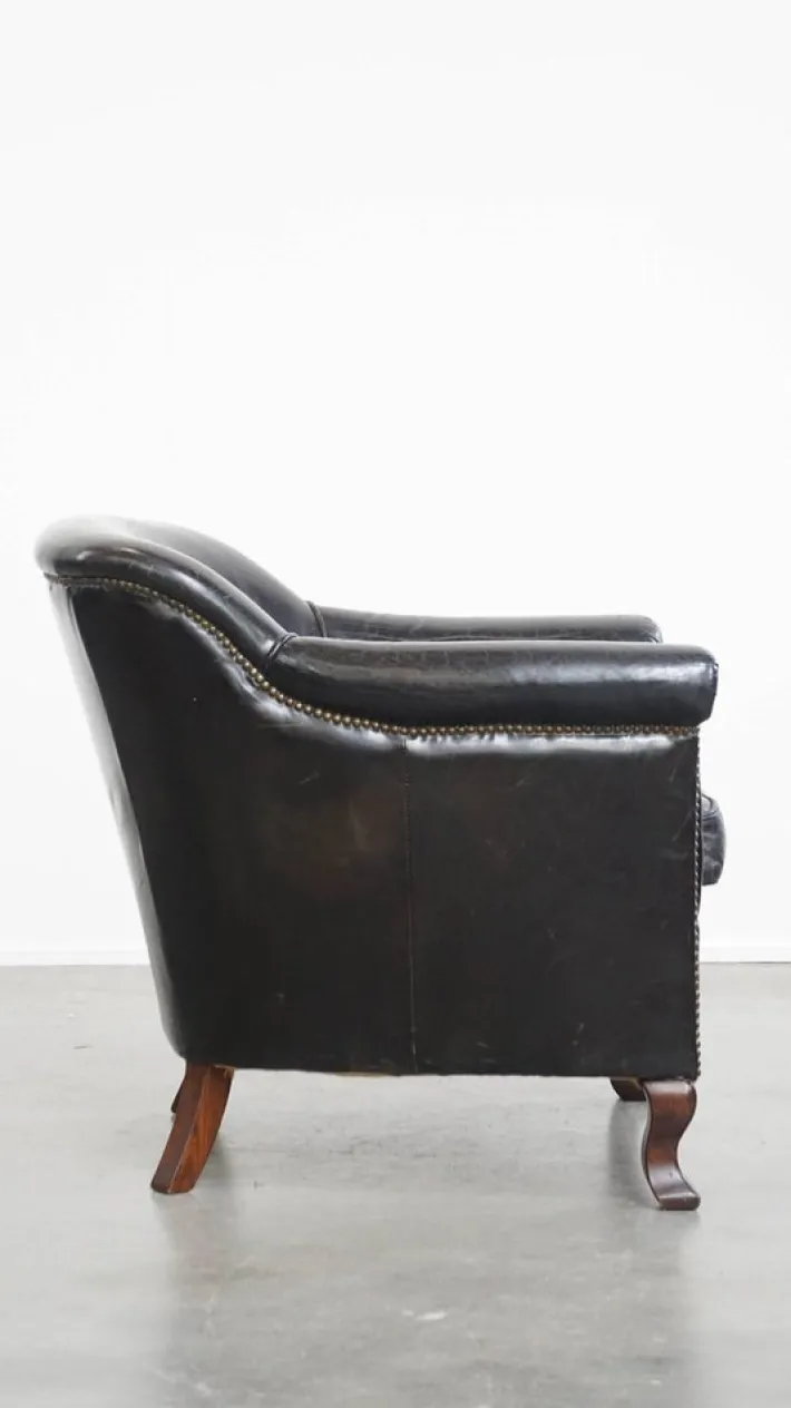 Pamono Vintage Black Cowhide Armchair Best
