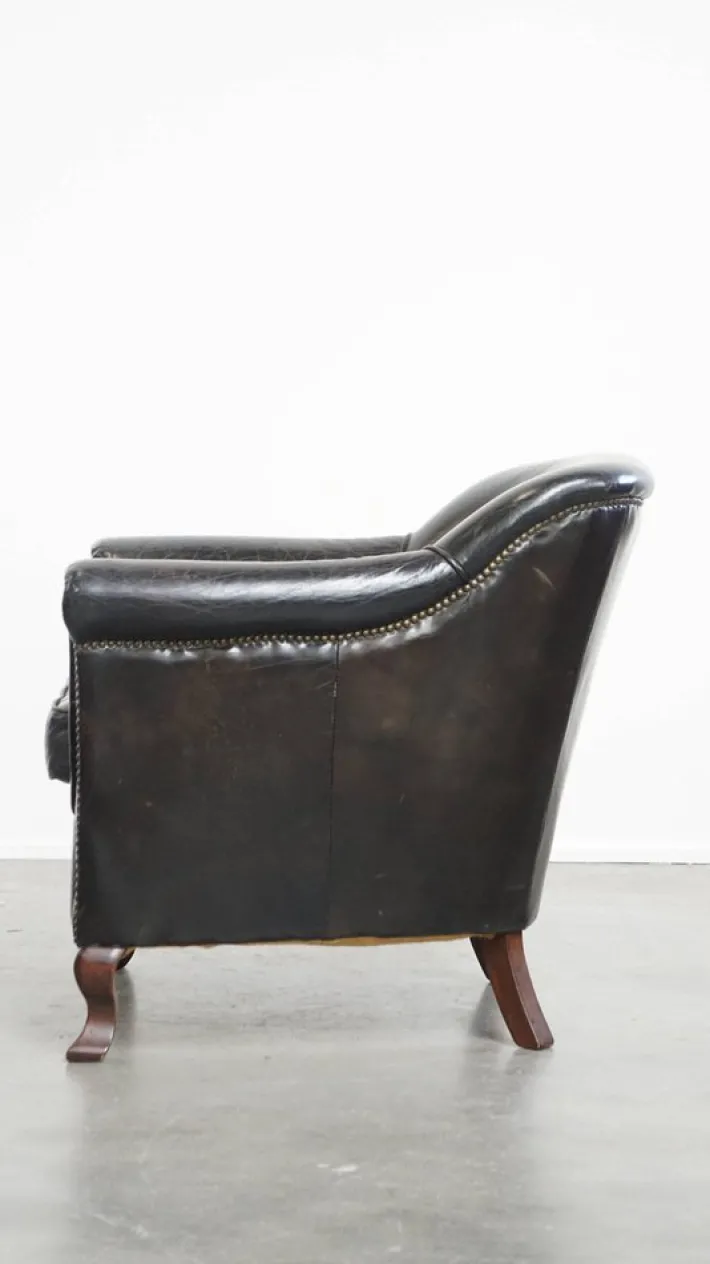 Pamono Vintage Black Cowhide Armchair Best