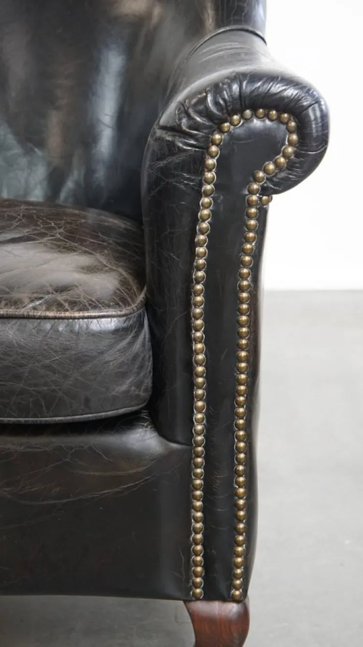 Pamono Vintage Black Cowhide Armchair Best